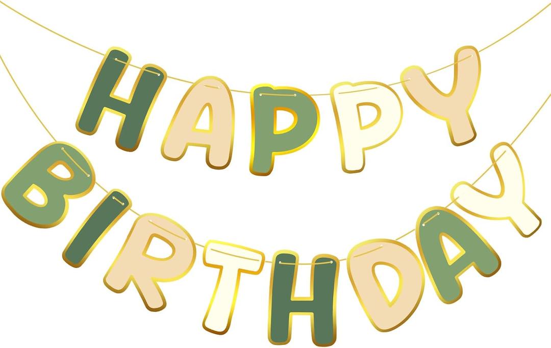 TaoBary Sage Green Happy Birthday Banner Pre-strung Birthday Party Decorations No DIY Hanging Banner Sign Hanging Decor for Women Men Boys Girls Party Supplies Backdrop