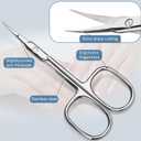 2 x Professional Cuticle Scissors with Fine Curved Blades - Ultra Slim Manicure Scissors for Precise Grooming, Eyebrows, Eyelashes & Dead Skin - Stainless Steel Sharp Pointed Tip for Salon & Home Use
