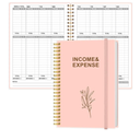 Income & Expense Log Book - A5 Income and Expense Ledger Book for Small Business, Accounting Bookkeeping Tracking for Woman and Man, 5.5" x 8.5", Pink Leaf