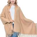 vimate Cashmere Wool Shawl Scarf,Winter Thick Super Soft Pashminas Shawl Wrap Stole (Camel, 28 x 78 inches (70 x 200cm))