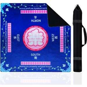 Upgrade Mahjong Mat 31.5x31.5 Inch, Non-Slip Noise Reduction Waterproof Table Game Mat for Poker, Cards, Dominoes, Board & Tile Games with Carry Bag