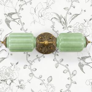 Vintage Milk Glass Bathroom Vanity Light, 2-Light Vintage Wall Sconce with Antique Brass Finish Base & Green Glass Shad, Wall Sconce Lighting for Mirror, Living Room, Gallery (Bulbs Included)