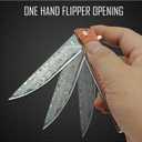 VALKNUT Damascus Pocket Knife, Handmade Hand Forged VG-10 Steel Folding Knives with Leather Sheath, 3-3/4 Inch Blade Pocket Knife for Outdoor Camping and Hunting (Sandalwood Handle)