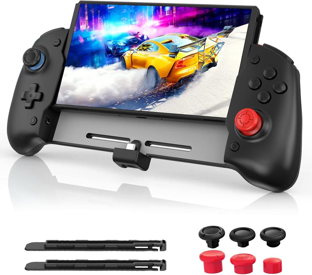 NexiGo Gripcon, Enhanced Switch/Switch OLED Controller for Handheld Mode, Ergonomic Controller for Nintendo Switch OLED with 6-Axis Gyro, Mapping Function, Black