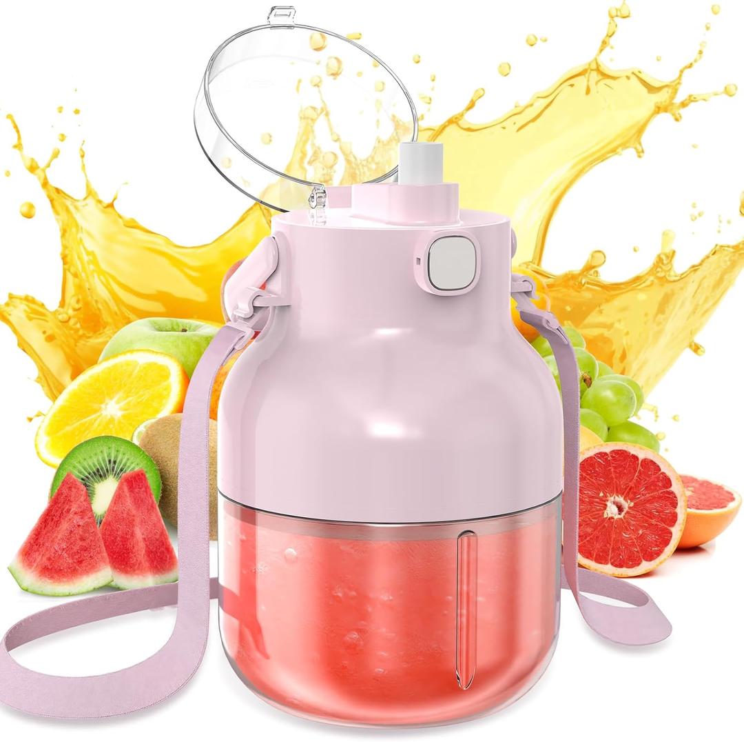 50oz Family-Size Portable Blender for Smoothies, Shakes & Juice, True On-The-Go Licuadora with Re-Blending for Office, Gym and Travel, Leak-Proof, BPA-Free, USB-C Rechargeable, Ideal Gift (Pink)