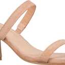 ILLUDE Womens Block Heel Double Band Square Toe Heeled Sandal Slip On Mule - Lisa (11, Nude Suede)