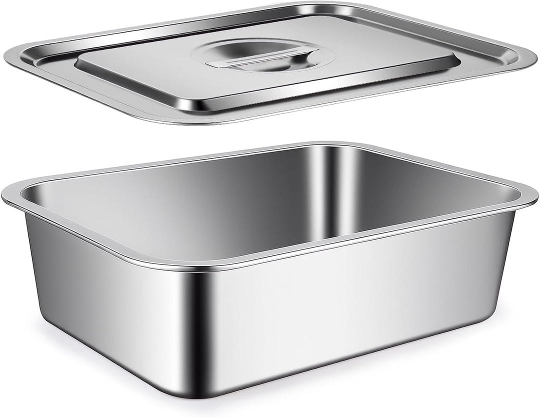 9x13 Baking Pan with Lid, 7.6Qt Large Lasagna Pan with Lid, 4 Inch Extra Deep Dish Baking Pan & Casserole Dish, Oven Safe Stainless Steel Roasting Pan for Family, Large Capacity Cooking