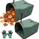 2-Pack 72-Gallon Reusable Yard Waste Bags with Gloves Heavy-Duty Dustpan-Style Lawn & Garden Bags with Handles, Foldable, Standable Leaf Collector for Leaves, Grass, Branches, and Outdoor Debris