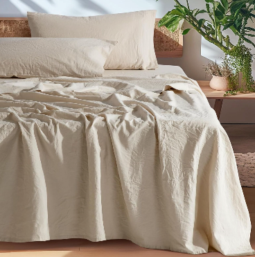 SONORO KATE 100% French Pure Linen Sheets, Breathable and Durable Linen King Size Sheets, Anti-Tear Linen Bed Sheets, Machine Washable, 16 Inch Deep Pocket - 4 Piece (Natural Linen, King)