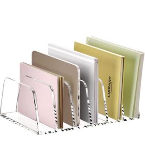 YUXUN Desk File Organizer,6-Section Acrylic Desk Organizer,Vertical File Sorter Holder Organization for Office, School & Classroom (Clear - 1Pack)