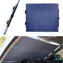Ohleats Retractable Windshield Sun Shade, 25.6"×60" Sunshade Protector Blocks 99% UV Rays to Keep Your Car Cool, Front Windshield Sunshade Cover for Most Vehicles, Car Accessories (25.6"×60")