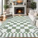 GarveeHome Sage Green Checkered Rug 57 Area Rugs for Living Room Non-Slip Washable Rug Soft Low-Pile, Modern Farmhouse Geometric Rugs for Bedroom Dining Room
