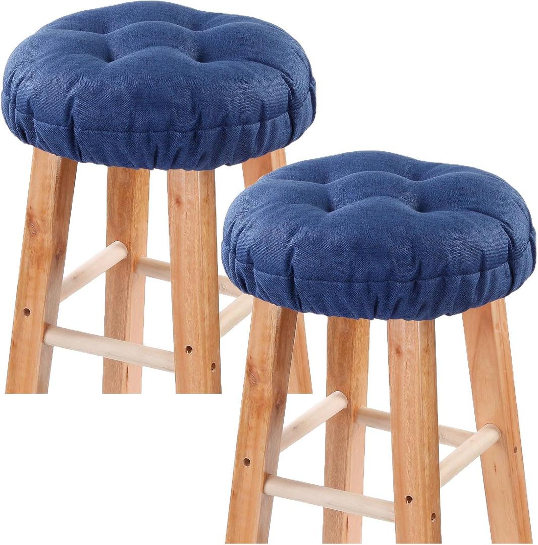 LYLNBYWK Bar Stool Covers Set of 2, Stool Covers Round with Elastic Band Pad, Soft Stool Seat Covers, Nonslip and Washable, 12 Inch, Drak Blue