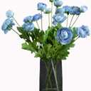 Artificial Silk Flowers Ranunculus Fake Flower 5 Pcs,Suitable for core Decoration,Wedding Floral Creation,Flower Arrangement DIY Project,Interior DecorBlue
