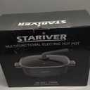 Stariver 6L Electric Hot Pot with Divider, 1300W, Dual-Flavor Pot for Two Broths, 5-Temp Control & Non-Stick Coating, Electric Pot for Shabu Shabu, Fondue, Perfect for Family Gatherings & Parties (Grey)