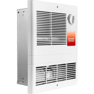 9815WH High Capacity Wall Heater with Built-In Adjustable Thermostat for Indoor Use, 1500W/750W, 120/240V, White