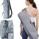 Tumaz Yoga Mat Bag | Padded Adjustable Shoulder Strap | Fits Up to 26" Mats | Multi-Pocket Storage for Essentials | Heavy-Duty G-Hook Closure | Lightweight & Durable for Yoga, Pilates & Fitness (02. Cloud Grey)