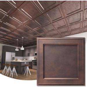 WOWSTAR 12-Pack 24"x24" Drop Ceiling Tiles, Waterproof Glue up Ceiling Panels, Modern Style 3D Wall Panels, Antique Copper, 2x2ft