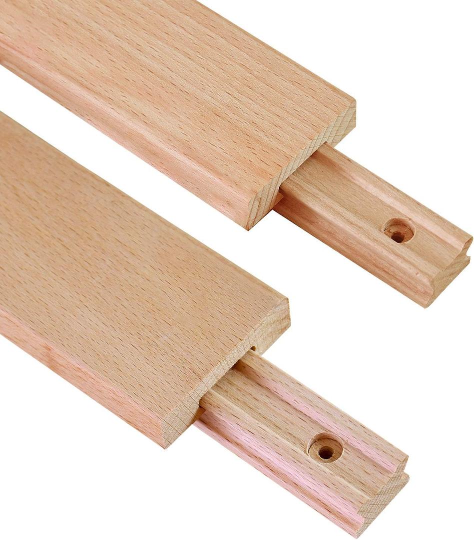 2 PCS Wax Coated 18 Inches Wood Drawer Slide, Classic Traditional Wood Center Guide Track