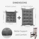 ELFJOY Rocking Chair Cushion Large Rocking Chair Pads with Ties Premium Tufted High Back and Seat Cushion 2 Piece Set Grey