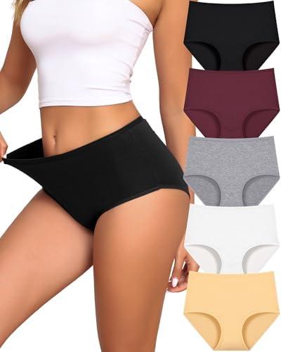 UNDER THE SEA Cotton Underwear for Women High Waisted Full Coverage Soft Briefs Plus Size Women's Panties M 5 Pack