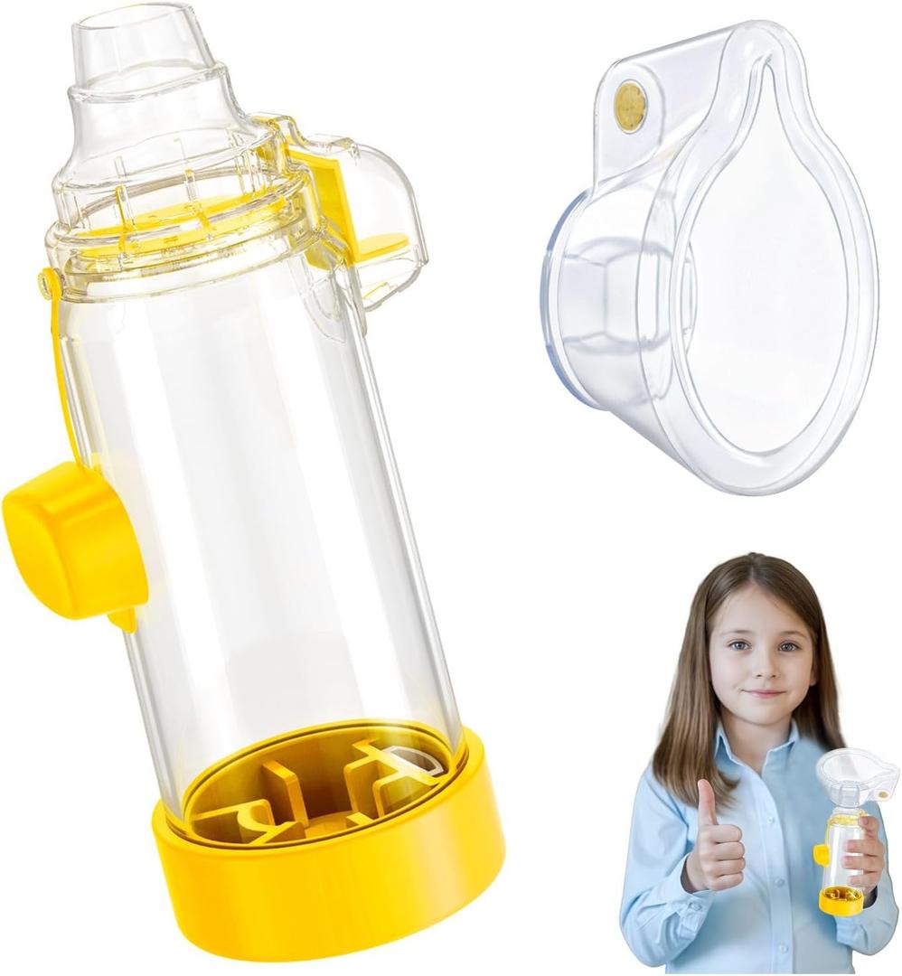 Soft Silicone Inhaler Spacer for Kids - Fun and Colorful Design,Kids-Yellow