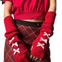 Women's Cute Y2K Arm Warmers Kawaii Knitted Arm Sleeve Gothic Punk Style Fingerless Sleeve for Women