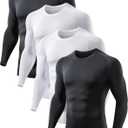5 or 4 Pack Compression Shirts for Men Long Sleeve Athletic Base Layer Undershirt Gear T Shirt for Workout (Small)