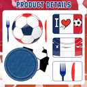 122Pcs Soccer Party Supplies Set, Disposable Tableware Kit with Soccer Paper Plates, Napkins, Forks, Tablecloth for Soccer Birthday Party Decorations, Sports Theme Party Decor for 24 Guests (Modle C)