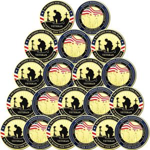 20 Pcs Military Challenge Coins Veteran Thank You for Your Service Coins Veterans Day Gifts Military Challenge Gifts Bulk for Men Women Presents(Simple)