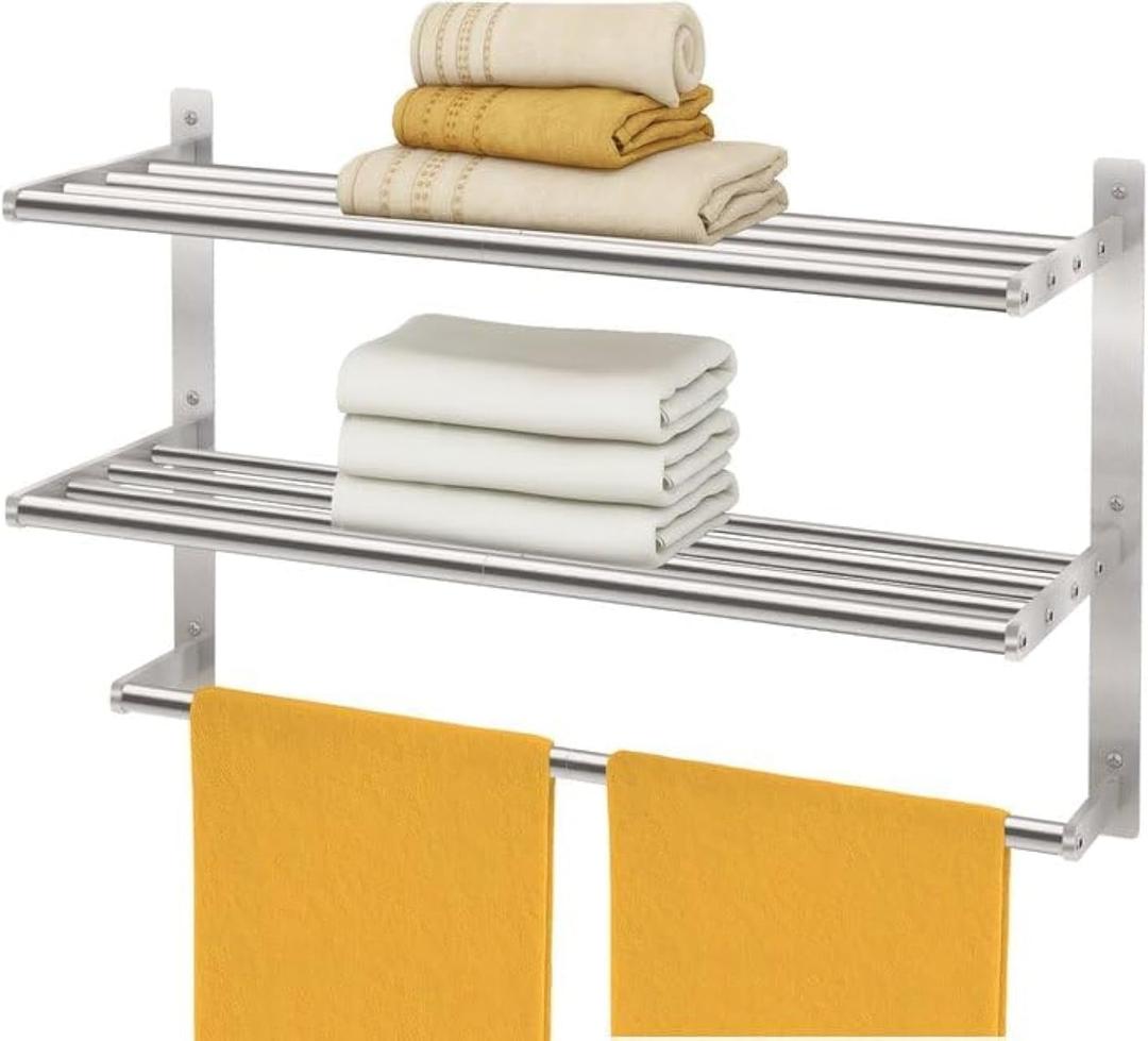Hotel Towel Racks for Bathroom Wall Mounted, BETHOM 24 Inch Towel Shelf for Bathroom, 3Tier Bathroom Towel Rack with Tower Bars, Brushed Nickel
