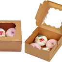 Bakepacker Brown 30-Packs Bakery Boxes with Window 6x6x3 inches Thick & Sturdy Macaroon Pastry Boxes Cookie Boxes for Bakerys