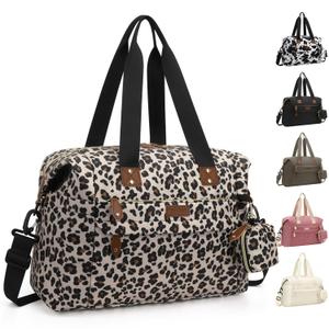 Diaper Bag Tote - Diaper Baby Bags with Pacifier Case, Shoulder Straps, Stroller Clips, Waterproof Large Mommy Maternity Travel Baby Bag for Mom and Dad, Leopard Print