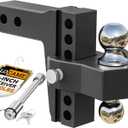 LOCAME Adjustable Trailer Hitch, Fits 2-Inch Receiver, 6-Inch Drop/Rise Aluminum Drop Hitch,12,500 LBS GTW-Tow Hitch for Heavy Duty Truck with Double Stainless Steel Locks, Black, LC0024