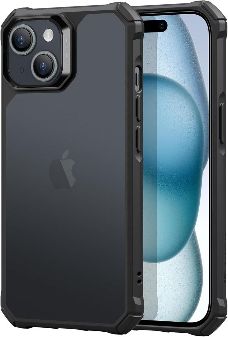 ESR for iPhone 15 Case, Military-Grade Protection with Shock-Absorbing Corners, Scratch-Resistant and Anti-Yellowing Acrylic Back, Slim Protective Phone Case, Air-Armor Series, Frosted Black