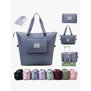 Ranslen Large Capacity Folding Travel Bag,Expansion Travel Duffel Bag with Dry and Wet Separation Portable Travel Duffel Bag