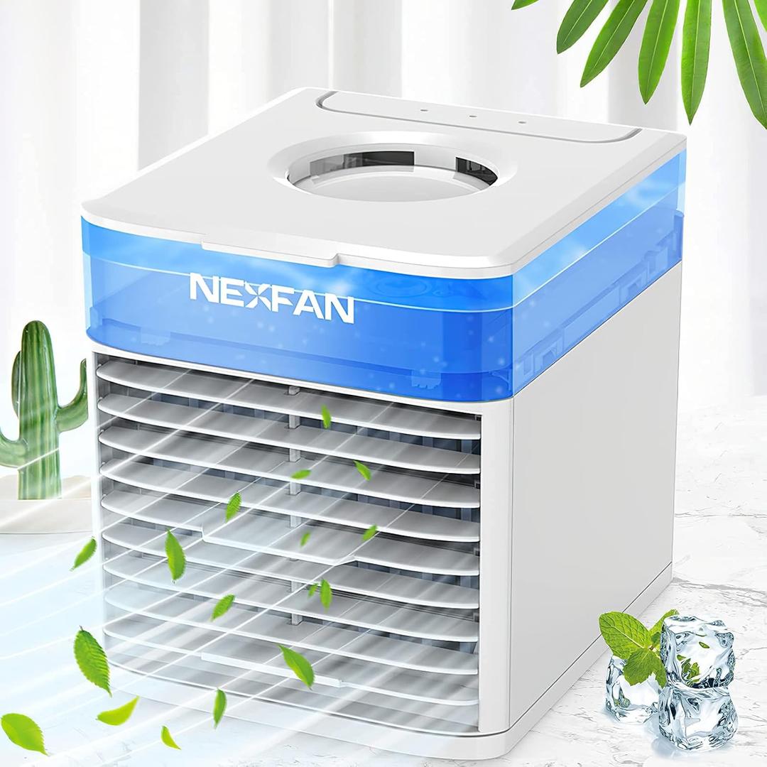Personal Air Conditioners Mini Air Conditioner Portable AC Fan with Evaporative Humidify | 3 Wind Speeds | 7 Color Nightlight,Small Desktop Air Cooler Fan for Office Dorm Room