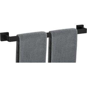Towel Bar for Bathroom 24 Inch Matte Black Towel Holder 24 Inch Stainless Steel SUS304 Rustproof Towel Rack Modern Square Towel Rod for Bathroom Wall (1, Matte Black, 24 Inch)