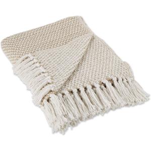 DII Woven Throw Collection 100% Cotton, Basketweave, 50x60, Stone