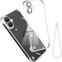 Phone Case, Compatible with iPhone 17, Transparent Electroplated Silver Phone Case, Frameless Design, with Camera Lens Protection.