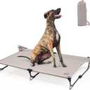 CANINE CANYON Daisy Cot, XL Foldable Elevated Dog Bed, Portable Raised Outdoor Folding Dog Cot, Cooling, Chew Proof, Waterproof, Heavy Duty Up to 160 lbs for Camping/Home, Brown, 49"x 33"x7"