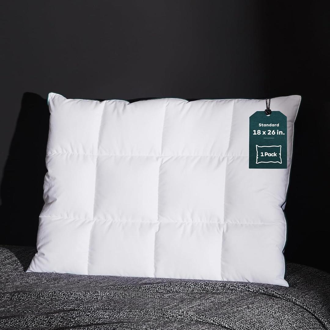 Three Geese Ultra Thin Flat Goose Down Feather Pillows for Sleeping Standard Size, 2.5" Height, 100% Cotton Cover, Ultra Slim Hotel Collection Bed Pillow for Stomach, Back Sleeper, 18 x 26 Inches