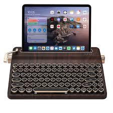 YUNZII QL75 Wireless Typewriter Hot Swap Retro Mechanical Keyboard,Punk Round Keycaps,RGB Backlit QMK/VIA Programmable, MultiDevice Keyboard with 2.4GHz/TypeC/BT5.0 (Wood, Onyx Switch)