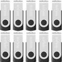 Enfain 10-Pack of 128MB USB Flash Drives in Black with LED Indicator and 12 Removable White Labels for Content Marking