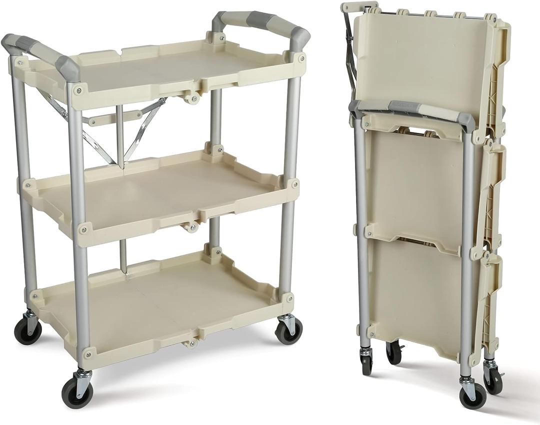 Olympia Tools 89-351 Pack-N-Roll Folding Collapsible Service Cart, 150LB Capacity, White