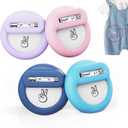 Air Tag Holder for Kids (4 Pack), Hidden GPS Tracker Case with Invisible Pin for Airtag Gen 2/1, Silicone Protective Cover for Toddlers, Children,Elderly, Cloth, Pants(Dark Blue+Sky Blue+Pink+Purple)