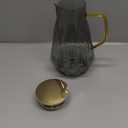 Glass Pitcher with Lid and Spout, Gray Clear Hot & Cold Water Jug with Handle and Lid for Iced Juice, Coffee, Milk, Coffee, Sun Lemonade,Water, Hot Tea (68 oz)