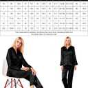 SWOMOG Long Sleeve Pajamas Set Silk Satin Sleepwear Button Down Pjs Loungewear with Pocket (Black, M)
