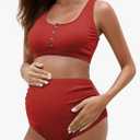 High Waist Maternity Swimsuit Two Piece Pregnancy Swimwear Bikini Bathing Suits for Women Maternity Swimsuits 2XL