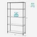 SONGMICS 5-Tier Storage Shelves, Wire Shelving Unit, Kitchen Metal Shelves, Storage Rack with Adjustable Shelves, Shelf Liners, 8 Hooks, for Garage, 11.8 x 35.4 x 63 Inches, Black ULGR095B01
